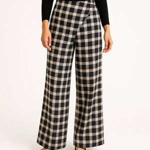 Chloe Kristyn Tweed Wide Leg Pants XL Black White Cotton Blend